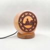 Lampe en pierre de sel de l'Himalaya et bois, branchement USB