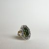 Bague en laiton argenté et verdelite (tourmaline verte)