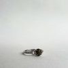 Bague en argent 925 zircon et opale welo d'Ethiopie noire (fumée)