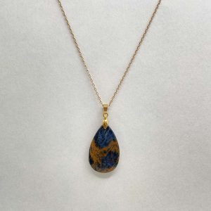 Pendentif en pietersite et plaqué or