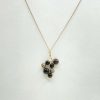 Pendentif grappe en obsidienne et pyrite fil de cuivre doré