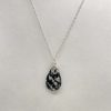 Pendentif en jaspe zèbre et fil de cuivre argenté