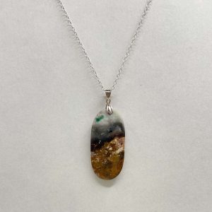 Pendentif en bois fossilisé et argent 925