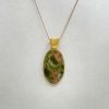 Pendentif en unakite et fil de cuivre doré