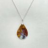 Pendentif en bois fossilisé et agate argent 925