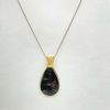 Pendentif en seraphinite dorée et fil de cuivre doré